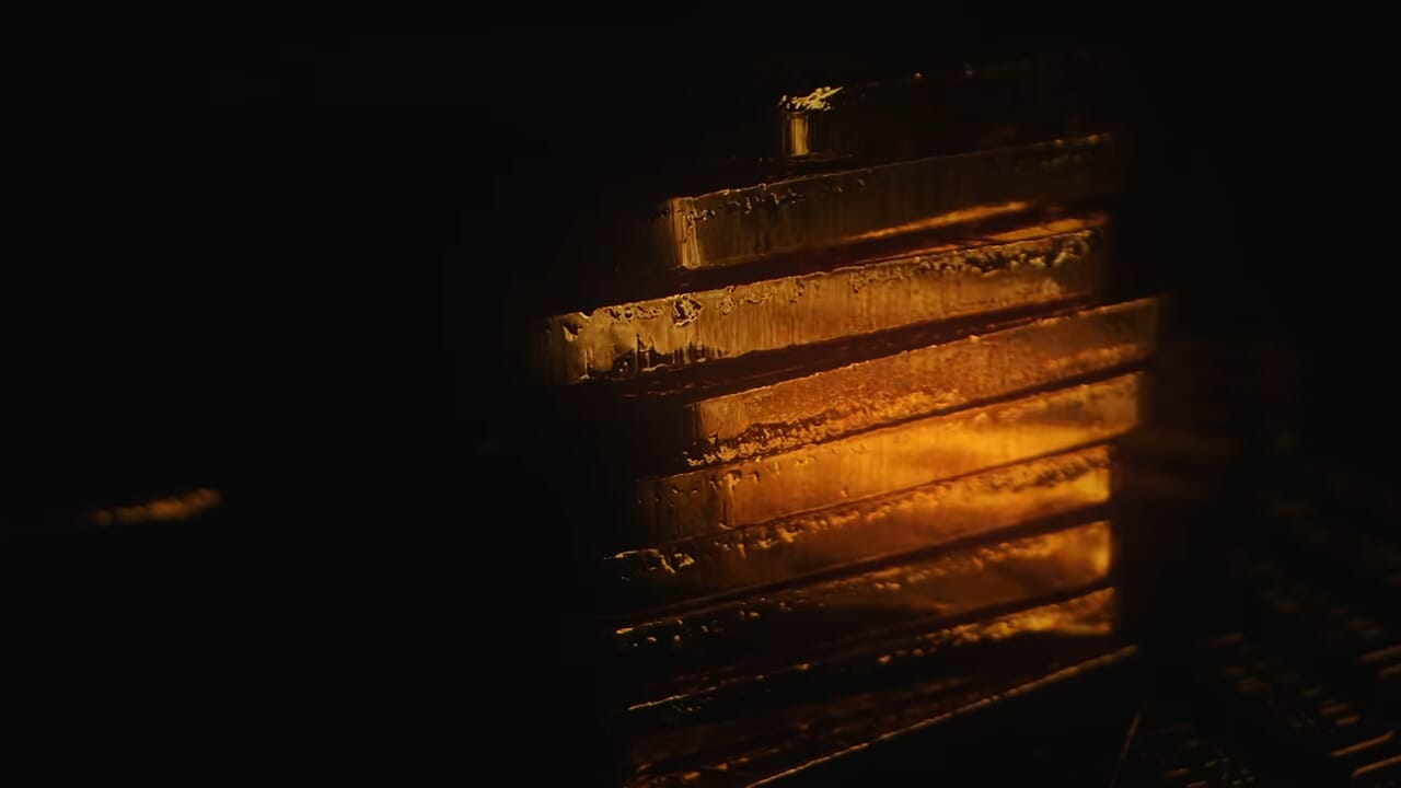 Stacks of gold bars are seen in the dark. The United States claims to have over 8,000 tons of gold, but no one has seen it in decades.